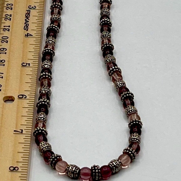 Vintage Napier Beaded Necklace & Bracelet Set With Purple & Silver Accents - Picture 7 of 12